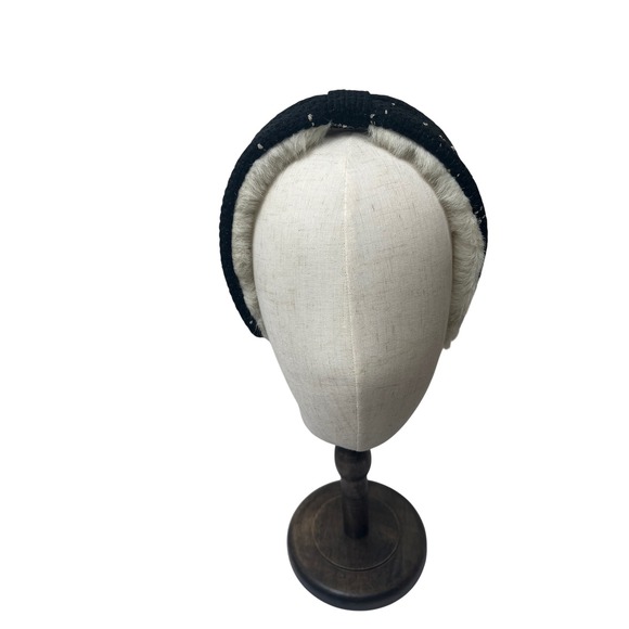 Jennifer Ouellette Black Basketweave Headband with Cream Faux Fur Lining Wide‎ main image 5
